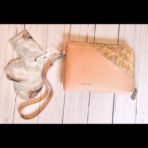 Pixie Mood Stacy Wristlet Vegan Metallic Rose Cork